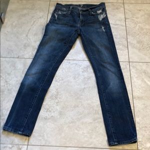 7 for all Mankind distressed Roxanne skinny jeans